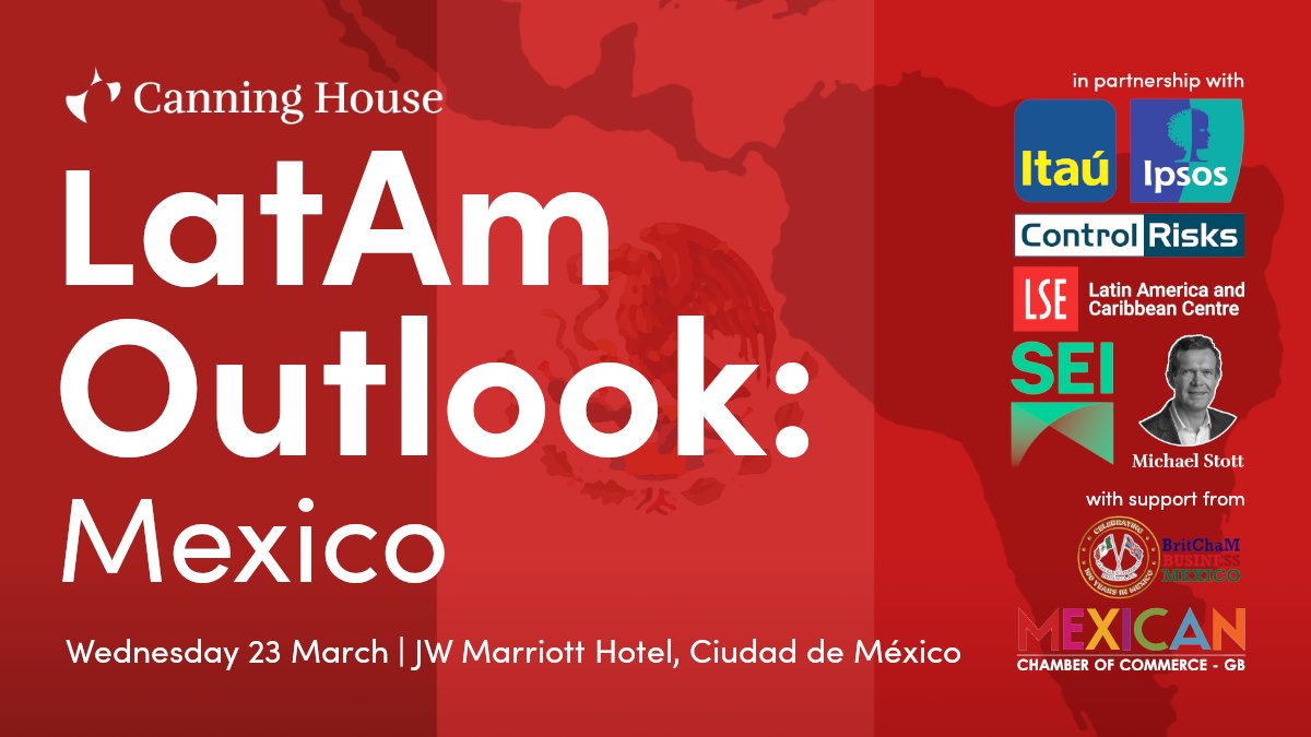 Y para nuestra audiencia mexicana! 🇲🇽 @Canning_House también presentará su reporte #LatAmOutlook en la Cuidad de México. Puede asistir en persona o en línea a este lanzamiento. Más información y registro acá 👇 buff.ly/3hSt9vw