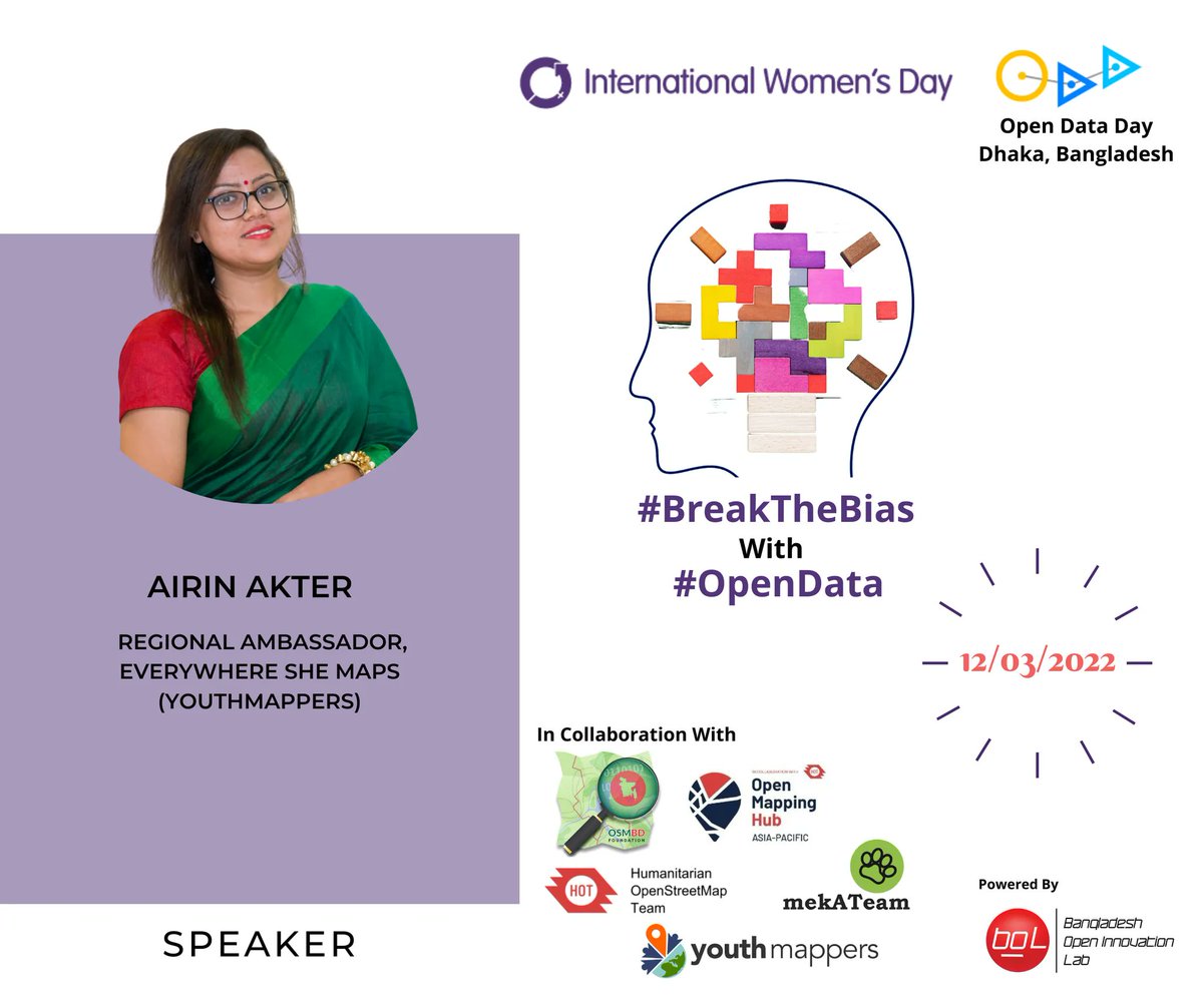sshariar1991's tweet photo. Airin Akter has been serving as an Everywhere She Maps Regional Ambassador since 2021. She was selected for the YouthMappers Research Fellowship Program, 2018.

Join us to hear from her about her journey, challenges, and experiences… 
Register now- https://t.co/YrUcW31ynO https://t.co/clEu3fwW3A