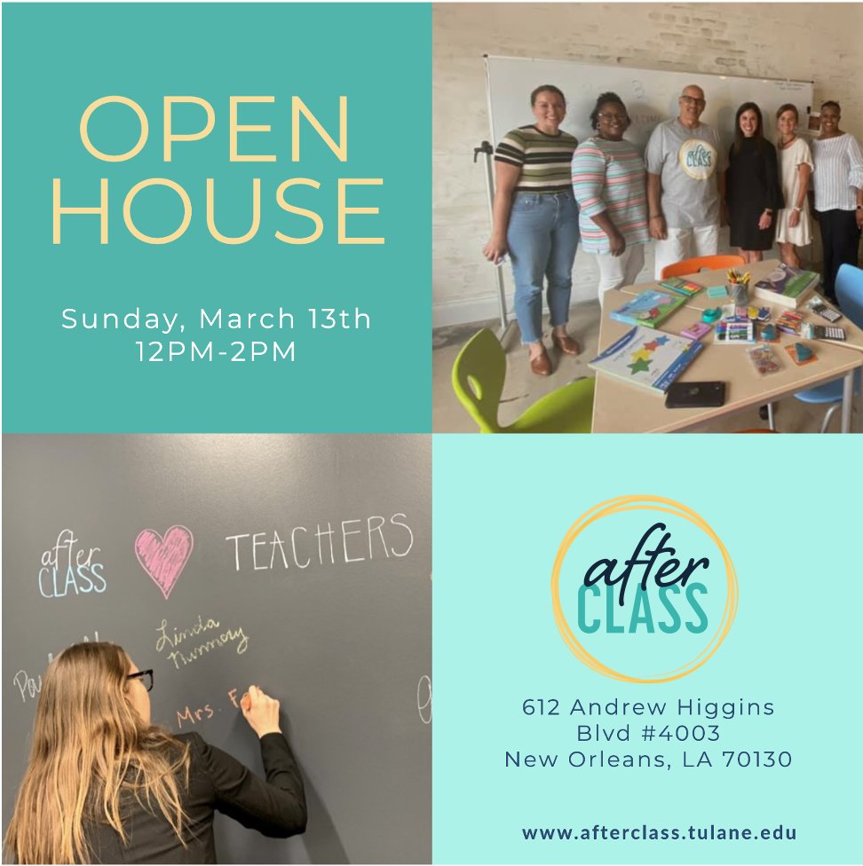 AfterCLASSNola's tweet photo. Visit us Sunday 12:00-2:00PM. Did someone say door prizes?! Yes, including a chance to win an annual AC membership! 

https://t.co/cBlOfcOcvH 

⬆️🍎
#elevateteaching #empowerteachers #supportteachers #teachersupport #teachercommunity #teachers #education #nola #nolaed #nolateach https://t.co/1vVpE8abWu