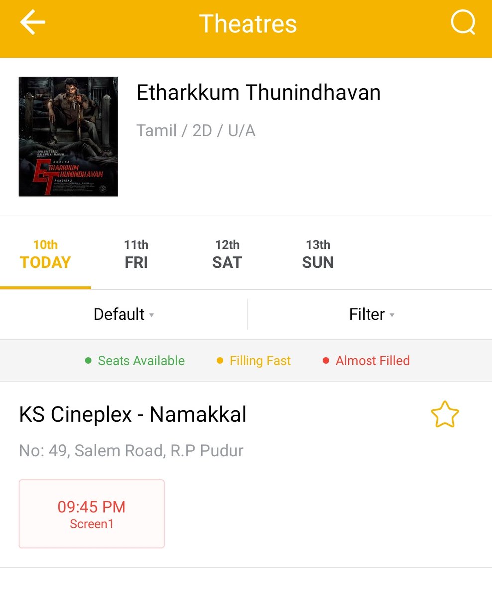 BLSTG2's tweet photo. Namakkal @kscineplex night show sold out 💥💥 

 another night show will be added soon 😎👍

#EtharkkumThunindhavan
https://t.co/gVnDrRbHvN https://t.co/wBeaSatjNb
