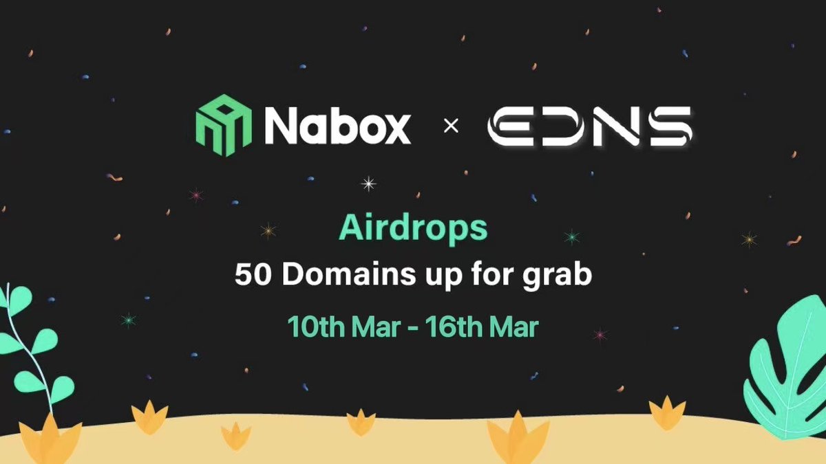 naboxwallet's tweet photo. Nabox ✖️ EDNS #Airdrop 50 decentralized #domains 

1⃣Rt,♥️, @ 3 frds
2⃣Download App👉https://t.co/pFJBsm2wb3
3⃣Follow @naboxwallet &amp; @ednsdomains 
4⃣Join https://t.co/tJdvkWQuC5 &amp; https://t.co/HF4jYBB0MZ
✍️https://t.co/PEP2lXdmFE

#domainnames #Polygon #NFTs #Airdrops #Giveaways https://t.co/tCBGorPtcu