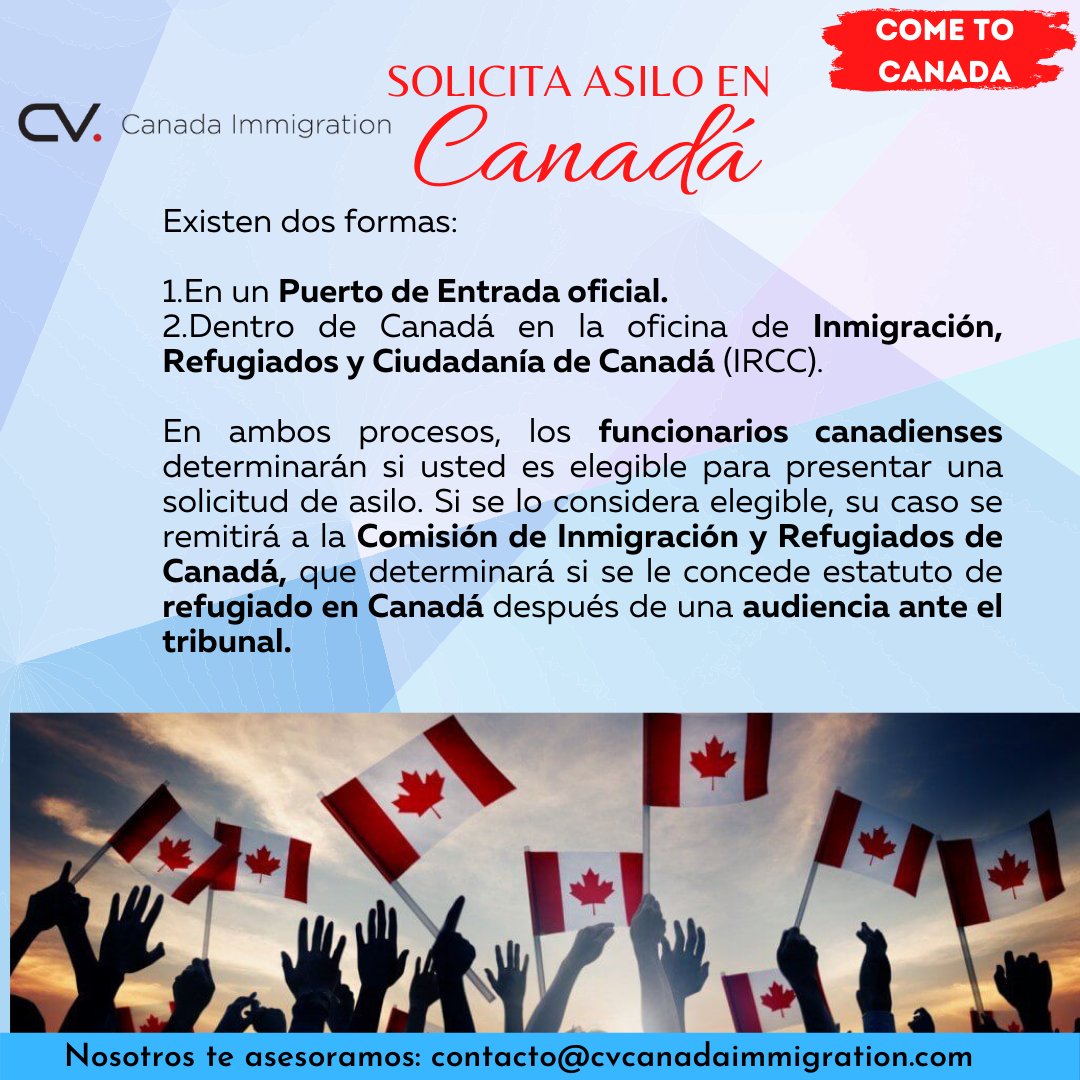 ImmigrationCv's tweet photo. 🇨🇦 Canadá tiene un programa en el cual puedes pedir asilo político. Nosotros te podemos asesorar. 

No olvides visitar nuestra página web: 👉 https://t.co/AEo9WAhMgx
 
#cvcanadaimmigration #canadá #migration  #CvCanada https://t.co/XvK24tRC0S