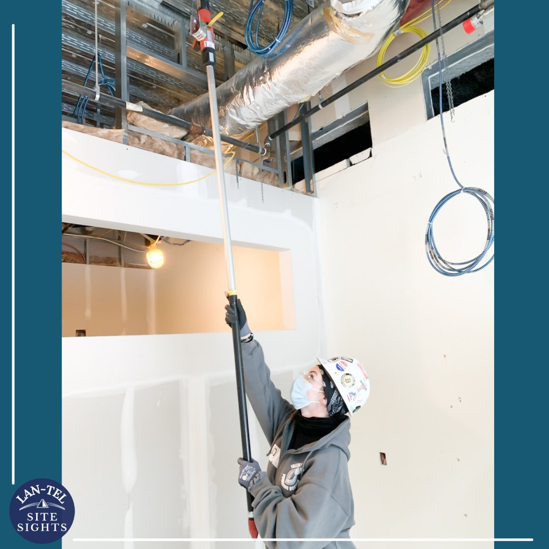 LANTELComm's tweet photo. Always hard at work! LAN-TEL Apprentice Chloe F. was busy installing cable supports for our ongoing work at a Boston medical facility. #WomenInConstruction #TelData #ConnectingandProtecting https://t.co/cu0xDJbcW1