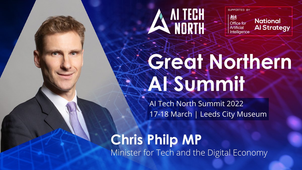 OfficeforAI's tweet image. It's a week until the Great Northern #AI Summit!
Digital Minister @CPhilpOfficial will kick-off an exciting 2 days where you'll hear from AI experts inc. the @OfficeforAI, @innovateuk & @TechNation.
Book your place today: aitechnorth.uk
#AITN2022 | 17-18 March | Leeds