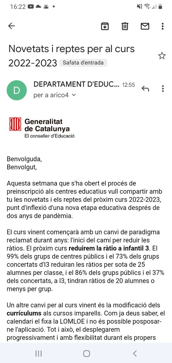 ToniRicoGarcia's tweet photo. A pocs dies d'una vaga que serà massiva el conseller @JosepGCambray fa un ús patèticament propagandístic dels correus del professorat enviant una carta plena de promeses i alguna falsedat. Tenen por, sinó no ho faria. #vagaeducacio @USTEC_Girona @USTECSTEs @InterGironines https://t.co/fvSi2DfzeS