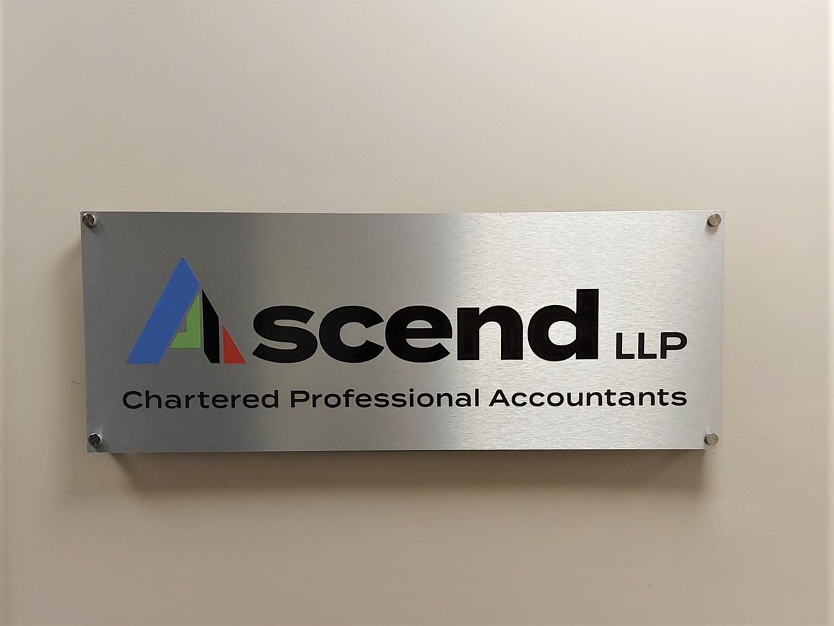 Flewwelling's tweet photo. We just completed some new office signage for our friends at Ascend in their #UptownSaintJohn location. These silver aluminum composite signs have contour cut vinyl graphics allowing the silver effect to show throughout the sign. https://t.co/n2dl6Qnxvp