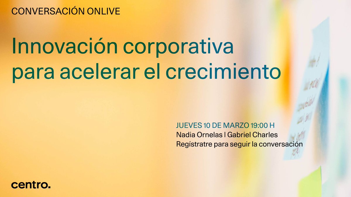 #Innovar se ha convertido en una necesidad para las #empresas, sin embargo, hay retos importantes para quienes quieren innovar dentro de #corporativos.

De esto hablaremos hoy a las 19 h, súmate a la conversación con <a href="/NOE_09/">Nadia Ornelas</a>, junto a <a href="/gabocharles/">gabriel charles</a>.

🔗bit.ly/innovacioncac