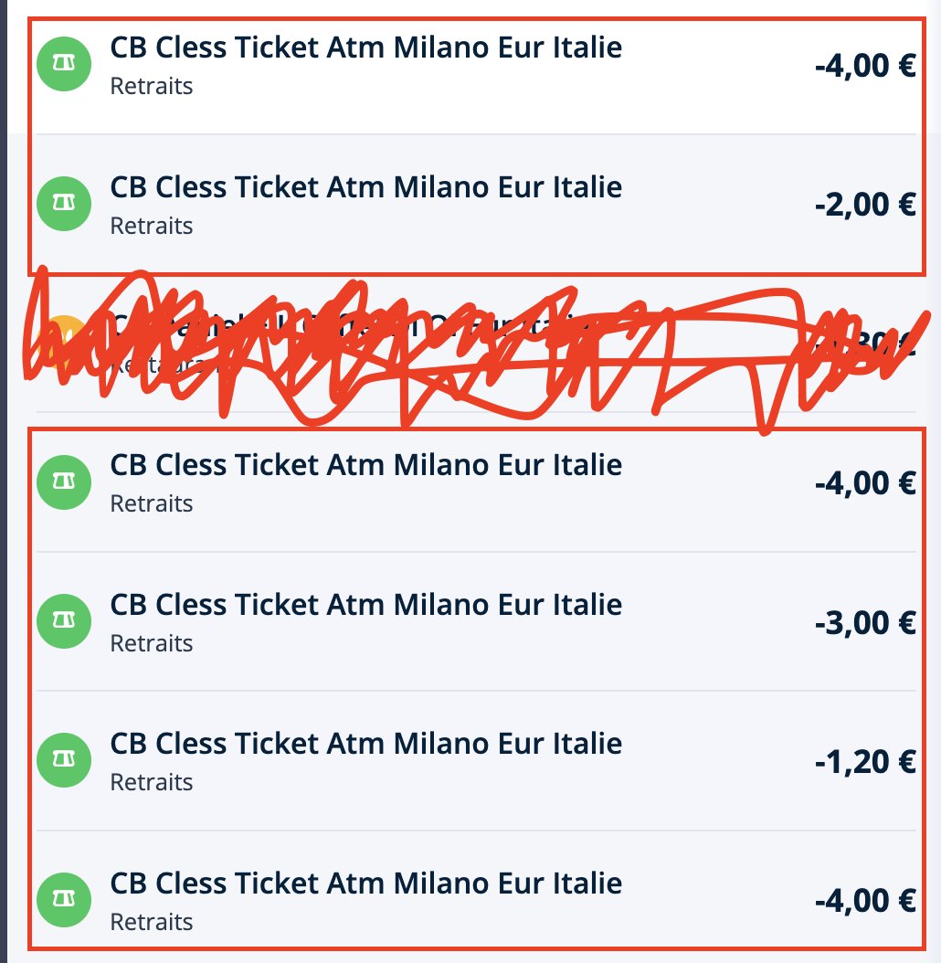 Surguine's tweet photo. @atm_informa your Visa contactless system 
Takes 2 euros when you get in and 2 euros when you go out. Charing 4 euros for each ride.
Furthermore sometimes it only charges 1,20€. 
So please could you explain. Here are under the copy of my bank statement. https://t.co/hT1SsEh5hz