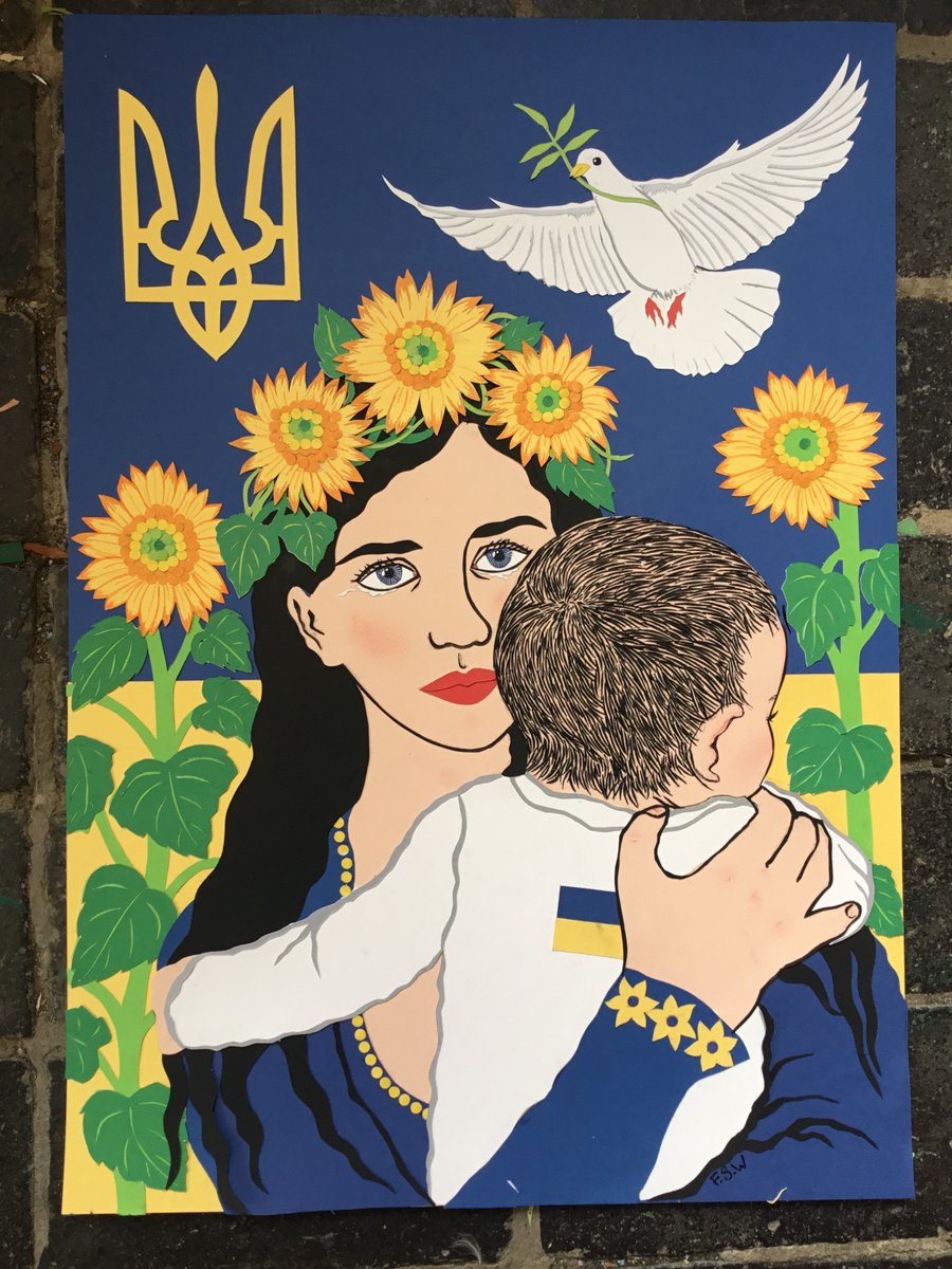 CreativeCov's tweet photo. "Precious Peace.... is Fiona Scott-Wilson's new cut paper designed to sell as an #art #poster with proceeds going to the Red Cross and #postcards to bombard this Government to do more. 'Shame on you... do more' is written on the back of the postcard. #cutpaperpainting #artinpaper https://t.co/qEV68w588a