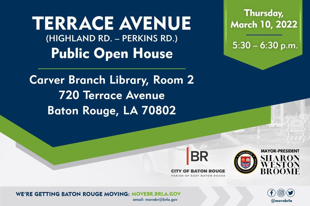 BikeBatonRouge's tweet photo. Live in Old South, Downtown East or the Garden District? You may want to attend tonight MOVEBR meeting on the Terrace Ave Corridor! 5:30pm at the Carver Branch Library. Learn more about the project and tonight's meeting by following the link below. 
https://t.co/2GLUdXB3ji https://t.co/t671TUSrjx