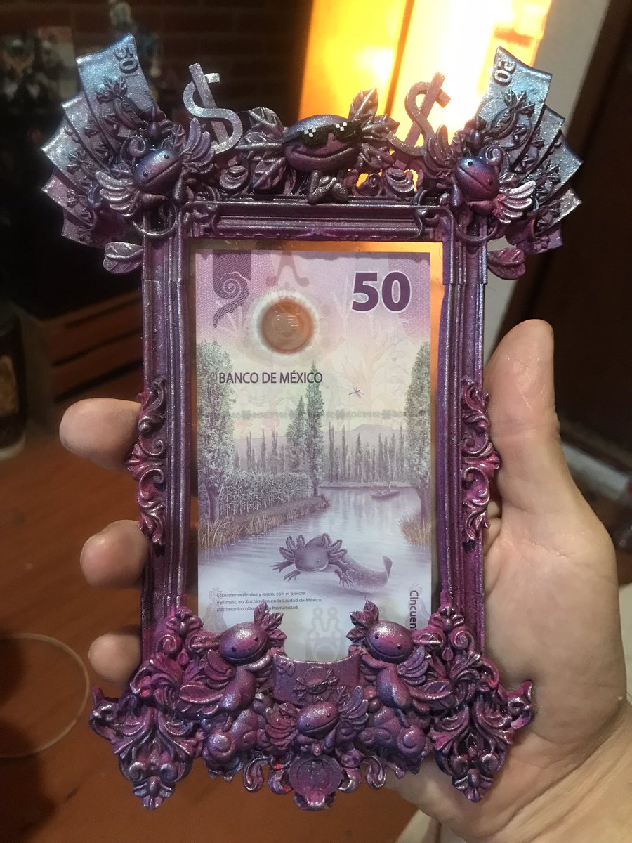 joputapelirrojo's tweet photo. Mi precioso !!!Mexican joke jehe  #billeteajolote #ajolote #50pesos #3dprint https://t.co/zPdOHhK5NP