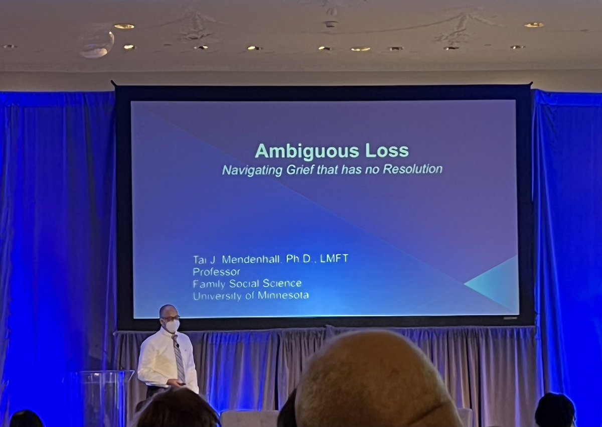 Emotional and poignant plenary session discussing #ambiguousloss with Drs. Pauline Boss and Tai Mendenhall during the first in-person conference @AAMCProfDev #GDI22 I’ve attended in over 2 years.