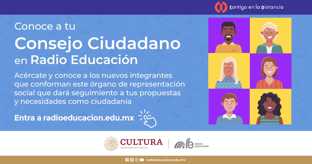 RadioEducacion's tweet photo. Conoce a tu Consejo Ciudadano en #RadioEducación 👥

Acércate a este órgano de representación social que dará seguimiento a tus propuestas como ciudadanía 🙋🏽‍♂️🙋🏻‍♀️

Este año, se integran Mariana Pérez-Cabello y el Dr. Javier Esteinou. Da clic en 🖱 https://t.co/nHrIxzVAxm https://t.co/bSI6Y67PGq
