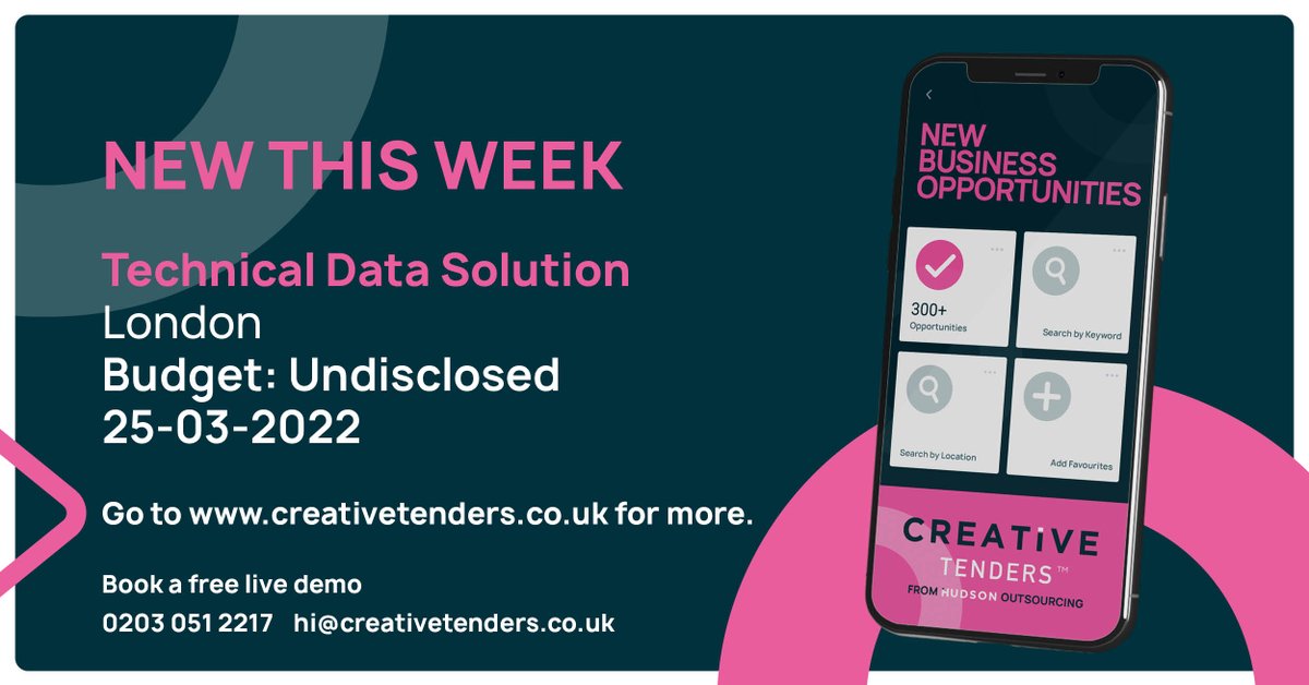 Creative_Tender's tweet photo. Another new #DigitalTender is now live on our portal! 

This buyer is looking for someone to provide technical solutions for collecting &amp; reporting data. If you would like further information on this tender, sign up today: https://t.co/mLjLuoMjHg 

#CreativeTenders #TenderPortal https://t.co/WrPPMGCtph