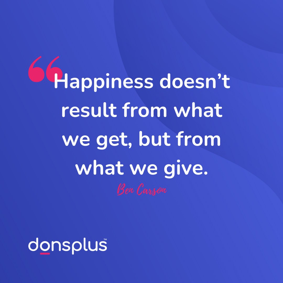 doublegiving's tweet photo. "Happiness doesn’t result from what we get, but from what we give."

Ben Carson

#nonprofit #fundraising #quotes https://t.co/cWnDuQ4J63