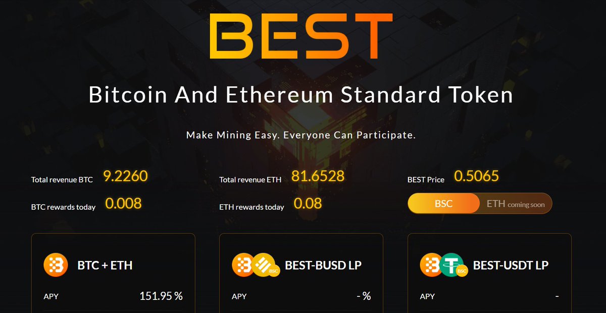 Hey there, yes it's not an easy year, but we are still standing here and keeping #mining #BTC &amp; #ETH. Do our $BEST, buy dips and #HODL 💪