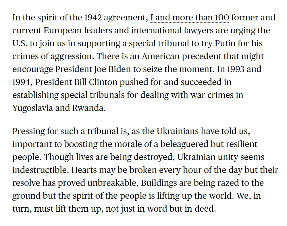 GordonBrown's tweet photo. Putin Must Face a War Crimes Tribunal for the Invasion of Ukraine. 

We must send a message to Putin and his inner circle that their brutal criminality will not escape trial and punishment. 
https://t.co/7JAyUTi1gs https://t.co/7orqtEIvyR