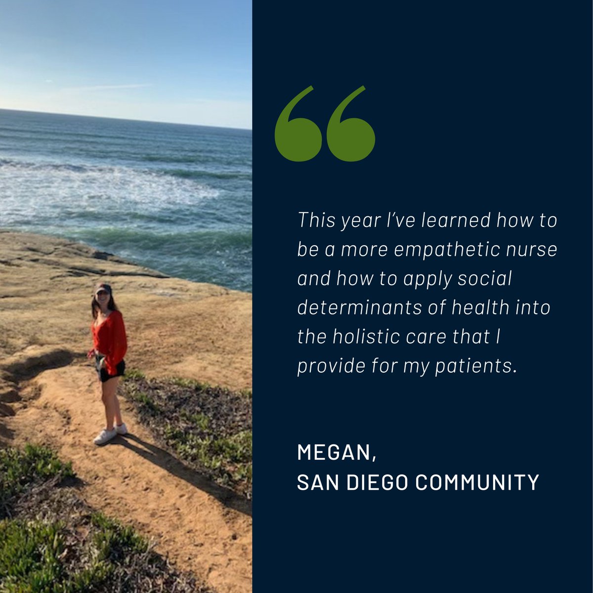 Featured Vol: Megan! 
When Megan isn’t serving as a nurse at Father Joe’s Villages, she is enjoying all that San Diego has to offer. Her favorite community activity is surfing at sunset &amp; enjoying tacos for dinner!