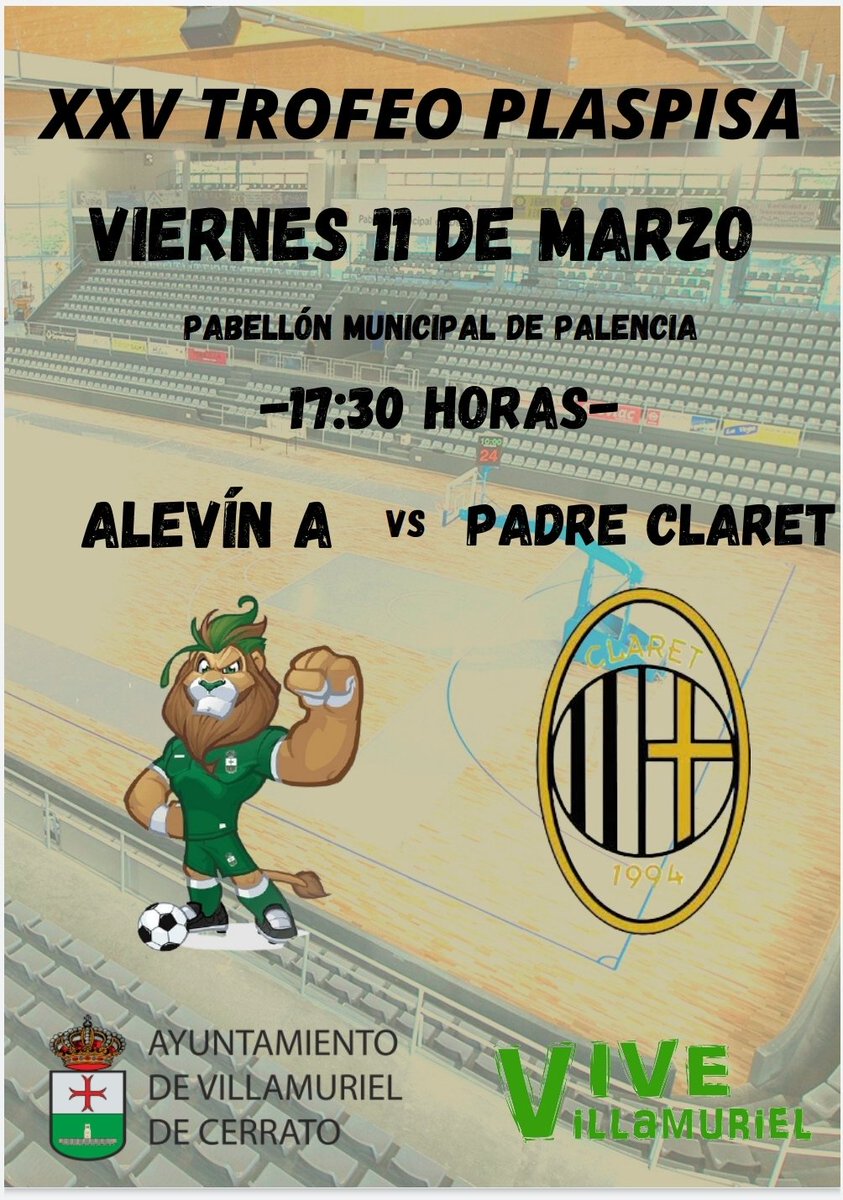 Mañana viernes, a las 17.30 horas, nuestro equipo Alevín A comienza su andadura en el XXV Trofeo Diputación Plaspisa, enfrentándose al Padre Claret en primera ronda. 
Se disputará en el Pabellón Municipal de Palencia. 
Les deseamos mucha suerte 💪⚽️🍀
💚💚#elverdeapasiona💚💚