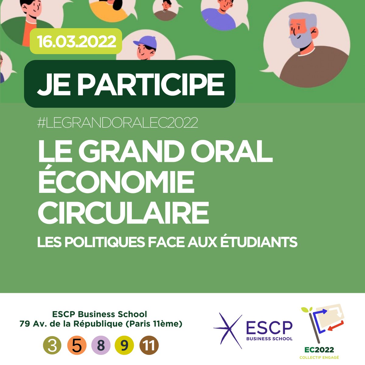 laurene_tallon's tweet photo. 📢 Le 16 mars, 10 000 jeunes suivront le Grand Oral #EconomieCirculaire des candidats à la #presidentielles2022 ! @vpecresse @yjadot @EmmanuelMacron @Anne_Hidalgo @JLMelenchon @Fabien_Roussel @ZemmourEric @MLP_officiel répondrez-vous présents ?
#legrandoralEC2022 #environnement https://t.co/R0FBcdNRdJ