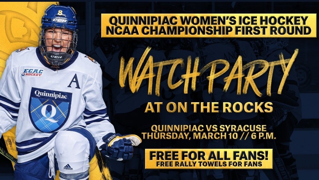 QuSpirit's tweet image. Your @QU_WIH take on the Syracuse Orange in the first round of the NCAA Tournament tonight at 6pm!

Come out to OTR for a watch party!

#BobcatNation