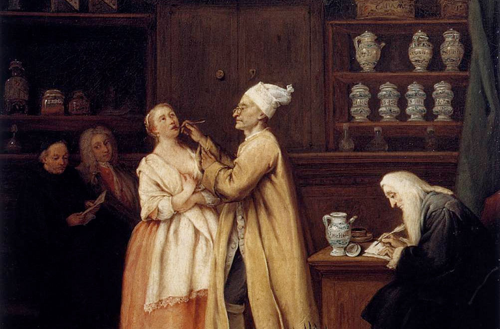 CrookEleanor's tweet photo. Mentioning this agan. We had a really close call this week #pharmacyerror #wrongtablets #checkyourmeds
(detail from The Apothocary circa 1752 by Pietro Longhi (1701–1785) https://t.co/5A4CSIbrZD
