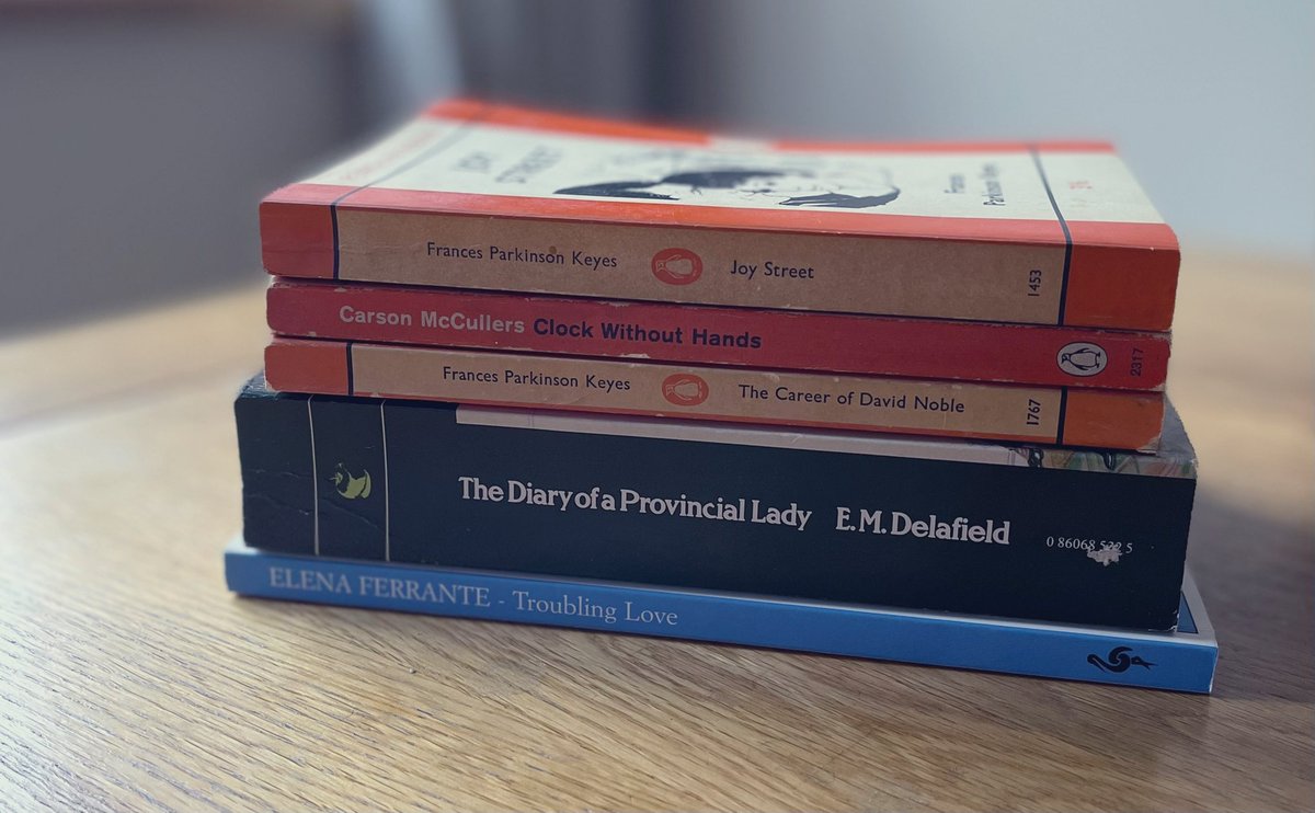 yearsofreading's tweet photo. Today was a tale of two book shops.
Firstly, a little break and a chance to pop into the wonderful #ChapterTwoBookshop in Chesham where I picked up these fabulous finds..
Two Frances Parkinson Keyes, a Carson McCullers, an E.M. Delafield and an Elena Ferrante - weekend sorted! https://t.co/aLTONIwDcd