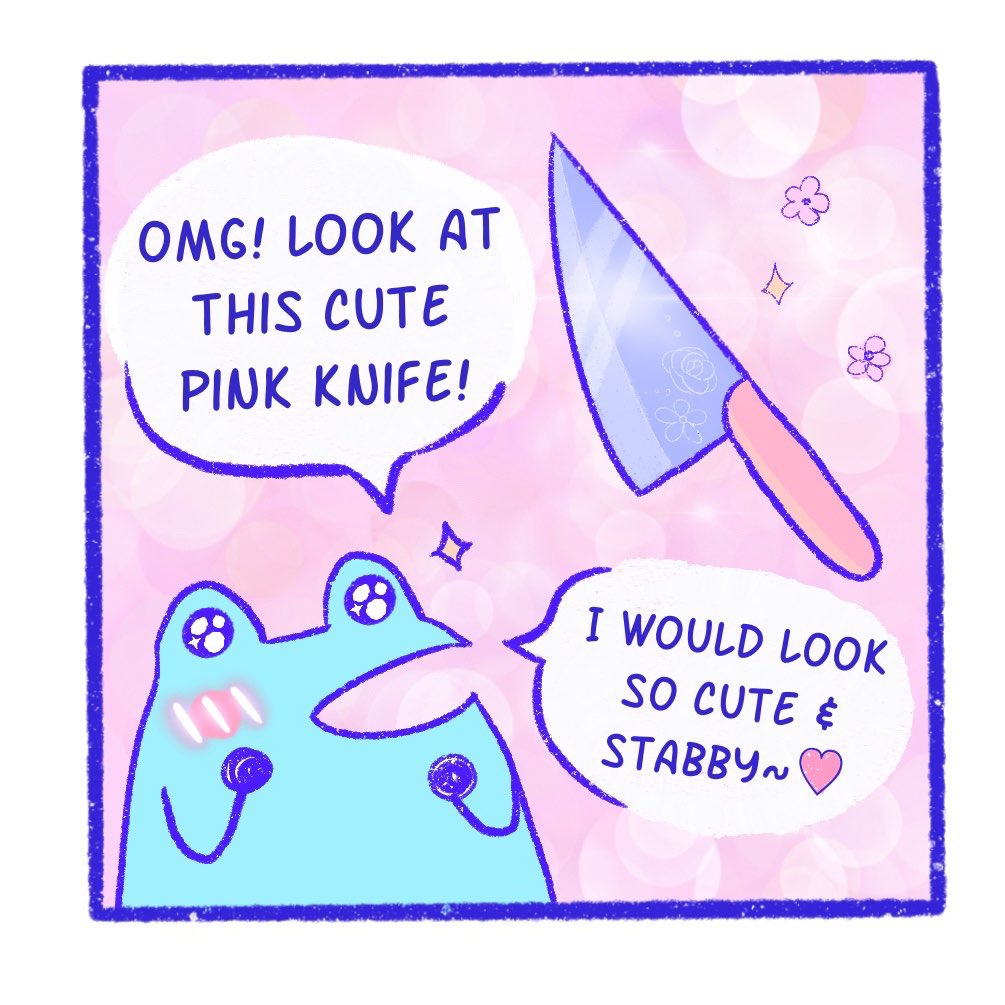 very glad he understands my weird fixation with knives 🐸🔪 