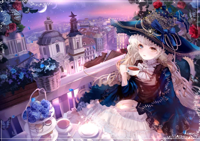 「 夕暮れ魔女のお茶会 」

テラスから街を眺めながら、
ティータイム中の魔女の女の子イラストです。
#イラスト  #イラスト王国 
#みんなで楽しむTwitter展覧会 