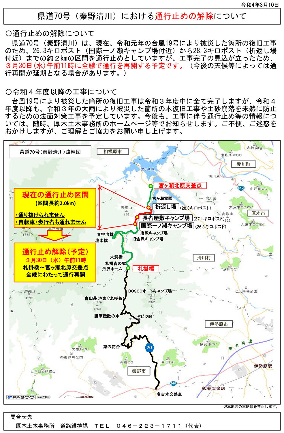 県道70号線の自転車通行禁止