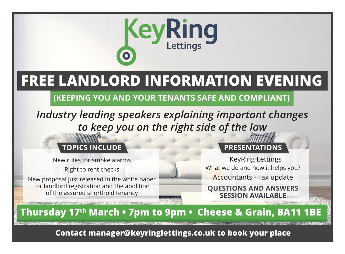 KeyRingLettings's tweet photo. One week to go until our free Landlord Information Event. Please click on the link below for more information and how to book your seat.
https://t.co/aGOPTyZjOc https://t.co/C8ddEQfbh8