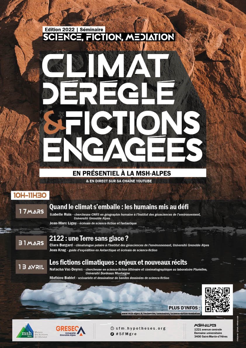 Fuzzyraptor's tweet photo. 🌍 #SFMgre // Voici le programme du séminaire « Science, Fiction, Médiation » sur le thème « Climat déréglé &amp; fictions engagées » conçu avec @GuylaineGueraud dans le cadre du @CcstMaster / @GRESEC1 🤩

Les 17/03, 31/03 et 13/04 à la @MSH_A &amp; en ligne !

👉 https://t.co/yIqViKIp8W https://t.co/2ZtRSZdrNH