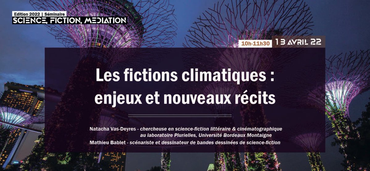 Fuzzyraptor's tweet photo. 🌍 #SFMgre // Voici le programme du séminaire « Science, Fiction, Médiation » sur le thème « Climat déréglé &amp; fictions engagées » conçu avec @GuylaineGueraud dans le cadre du @CcstMaster / @GRESEC1 🤩

Les 17/03, 31/03 et 13/04 à la @MSH_A &amp; en ligne !

👉 https://t.co/yIqViKIp8W https://t.co/2ZtRSZdrNH
