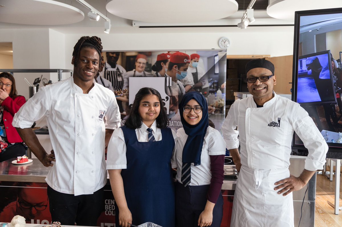 chefworksuk's tweet photo. SPOTTED! ❤️ @chef_exose &amp; chef @sudhasaha looking amazing yesterday at the Central Bedfordshire College with @thechefsforum  wearing their Chef Works uniform! 🔥🔥🔥 #chefworksuk #hospitalityuniform #chefwear https://t.co/VHj7HTU9rb