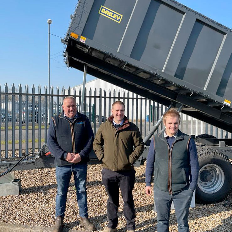 A pleasure to have Robert, Henry and Toby from RJ &amp; KD McLean Ltd pay a visit earlier this week, pictured here with the mighty Bailey Trailer No.1...

#BaileyTrailers #TheTrailerInFront