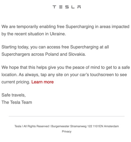 MarcelMokos's tweet photo. @Tesla free #Supercharging across #Poland and #Slovakia. https://t.co/LHLa6jMEUE