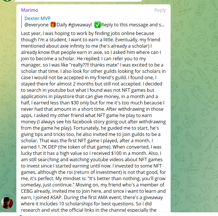 multiverse_play's tweet photo. ❤️We are so glad to see that the scholarship opportunities and #Giveaway offered by @MVG_Guild really helped Marimo!
#P2E not only is a new mode to enjoy games and empowered by #crypto , but also really helps those who need such kind of opportunities! 🙌
#gamefi #Blockchain https://t.co/GGuBqG7ylS