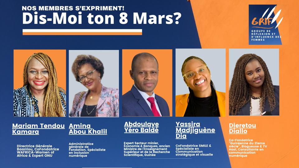 Nos membres et champions s'expriment! Et c'est pour lutter contre les préjugés ce mois de la #JIF2022. Car c'est de cela qu'il s'agit pour libérer le potentiel des femmes! #JIF2022GN

<a href="/HannKeita/">Dienaba Keita Hann</a>
<a href="/kipe76/">🇬🇳🇬🇧 Alhoussein Fadiga #Peace&Love</a>
<a href="/MadiSeydi/">MadiSeydi</a>
<a href="/mariamtendou/">Mariam Tendou</a>
<a href="/Amina_AK_N/">Amina K. ABOU KHALIL</a>
<a href="/yassiraherself/">Yassira</a>
<a href="/dieretou/">Di</a>
#GrifWomen