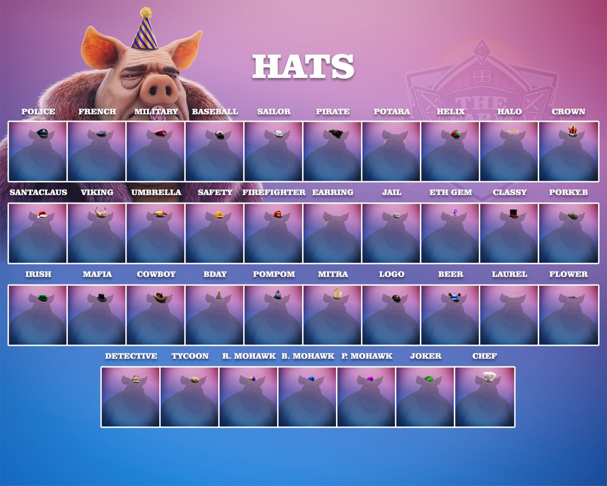 And what about our Hats? 🐽
Which one is the best?

I'll say any of them, oink! 

#NFTs #NFTCollection #NFTCommunity