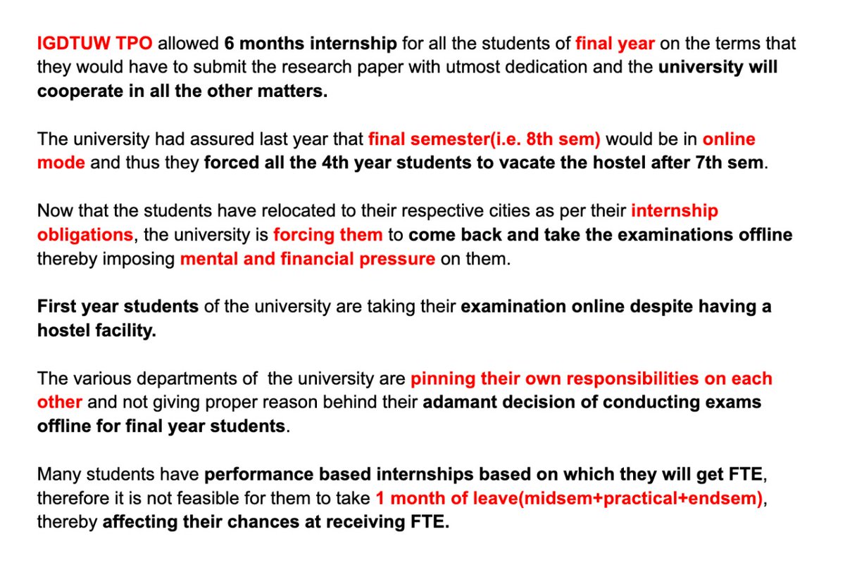MehakGoel18's tweet photo. #Igdtuw authorities have turned a deaf ear to our pleads of conducting the final sem exams in online mode
#IgdtuwExams
#Mentalhealth #FinancialPressure @msisodia @ArvindKejriwal @vijaita @BDUTT @rahulkanwal @AlmeidaChristan @ShynaKalra @Nidhi https://t.co/6DhptfouVn