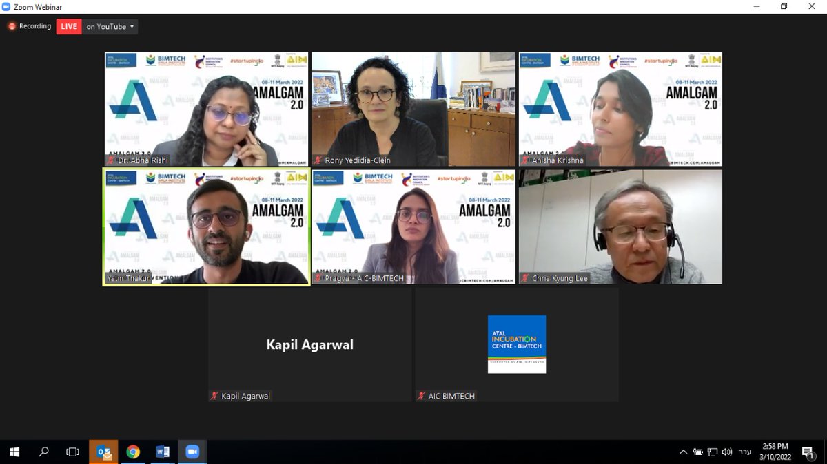 IsraelinIndia's tweet photo. Our DCM @RonyYedidia was the Chief Guest of Honour in a virtual event organised by @BIMTECHNoida, as part of #Amalgam2.0 headed by @AbhaRishi1.  She spoke about growing entrepreneurial collaborations and opportunities between India and Israel, and #Israel as #StartUpNation. https://t.co/Rxqdo6E26l