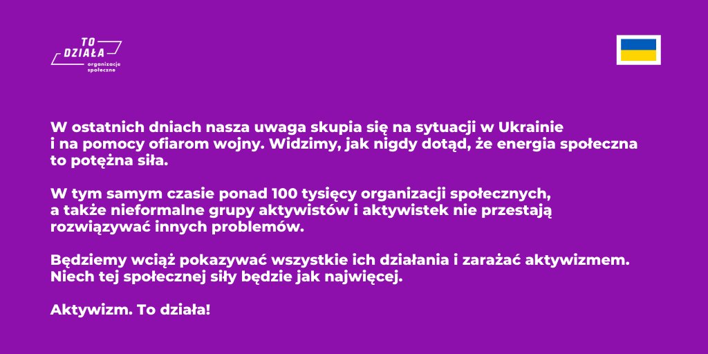W najbliższym czasie znajdziecie u nas informacje i materiały, dotyczące działań, związanych z wojną, ale także te, które dotyczą innych tematów. Organizacje, grupy nieformalne, wolontariusze i aktywistki nieustannie działają, a my nieustannie pokazujemy ich pracę.