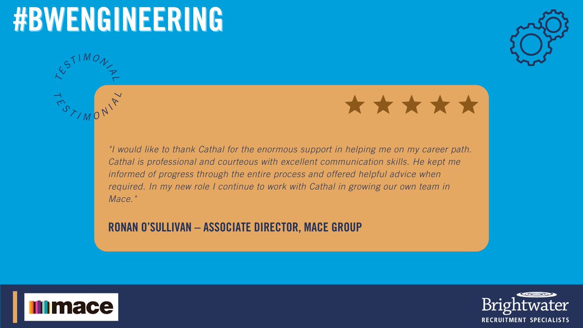 brightwater98's tweet image. Good #communication is always key when working with a #recruiter on finding your next role. Satisfied jobseekers result in satisfied employers. Our own Cathal O Donnell is getting lots of love from a very happy placed #engineeringprofessional now turned employer!