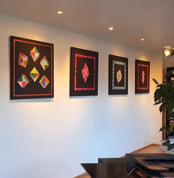 Littlevangogh's tweet photo. Eugenie Moulin is a Belgian artist who splits her time between painting and writing. Her painting is born of a need to create, in particular to express herself in colour. 
⁠
#littlevangogh #artatwork #interiorart #contemporaryart #artexhibition #wellbeingintheworkplace https://t.co/F1YUzResT3