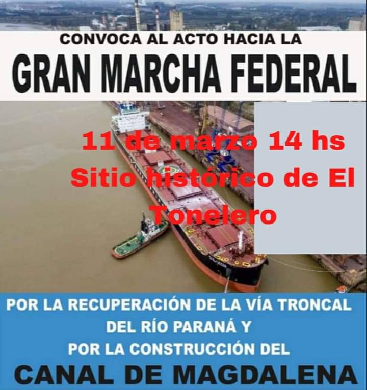 #Ramallo La Multisectorial en Defensa del Paraná convoca a este acto en el sitio donde se produjo, entre otras, la histórica batalla  de El Tonelero. 
Rumbo a la Gran Marcha Federal.🇦🇷⛴
#Soberanía #Malvinas40años (hilo👇)