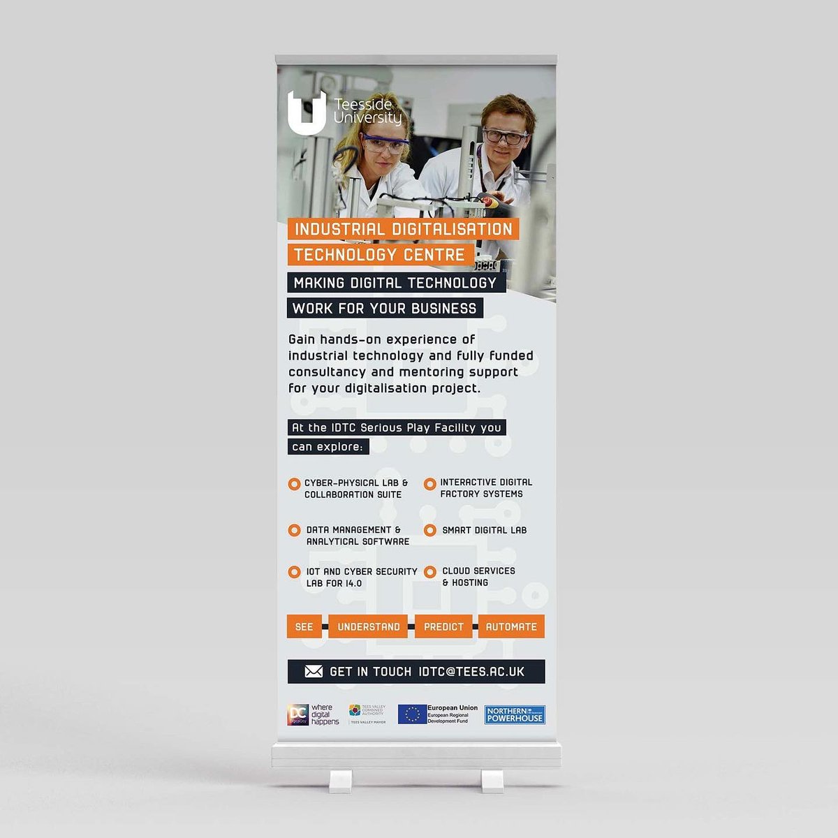 BrainboxStudios's tweet photo. Visually engaging design helping businesses communicate their brand messaging 📣

We created these pop up banners recently for @dcinnov &amp; @TeessideUni https://t.co/CHJMJd3lan