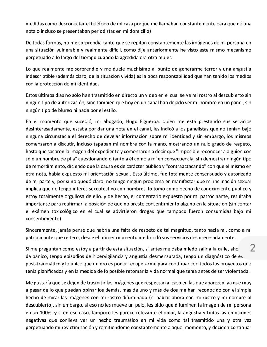 diegopietrafesa's tweet photo. Esto dice la joven violada en patota en Palermo:

"Me sentí totalmente hostigada por parte de los medios" 

Denuncia "la exposición de un caso y de una víctima como un circo mediático".

(sigue) https://t.co/v2yomuM4jo