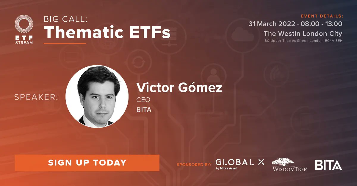 bitadata's tweet photo. We're excited to announce that our CEO will present the opening keynote of the ETF Stream's "Big Call: Thematic ETFs" 🗣. Don't miss this chance to learn more about the future of the Thematic ETFs scene, register here 👉 https://t.co/0XVzQdRwyb
#BigCallThematics #bita #etfstream https://t.co/EuAqgn2iXY