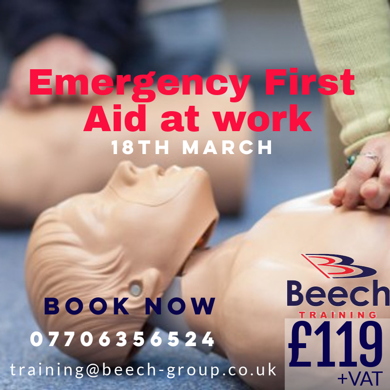 group_beech's tweet photo. Don't miss out on our Emergency First Aid at Work course on Friday 18th March 

Contact training@beech-group.co.uk to book

#firstaid #emergencyfirstaidatwork #training #healthandsafety #wirral #firstaidtraining #firstaidcourse https://t.co/VZdGakQyUk