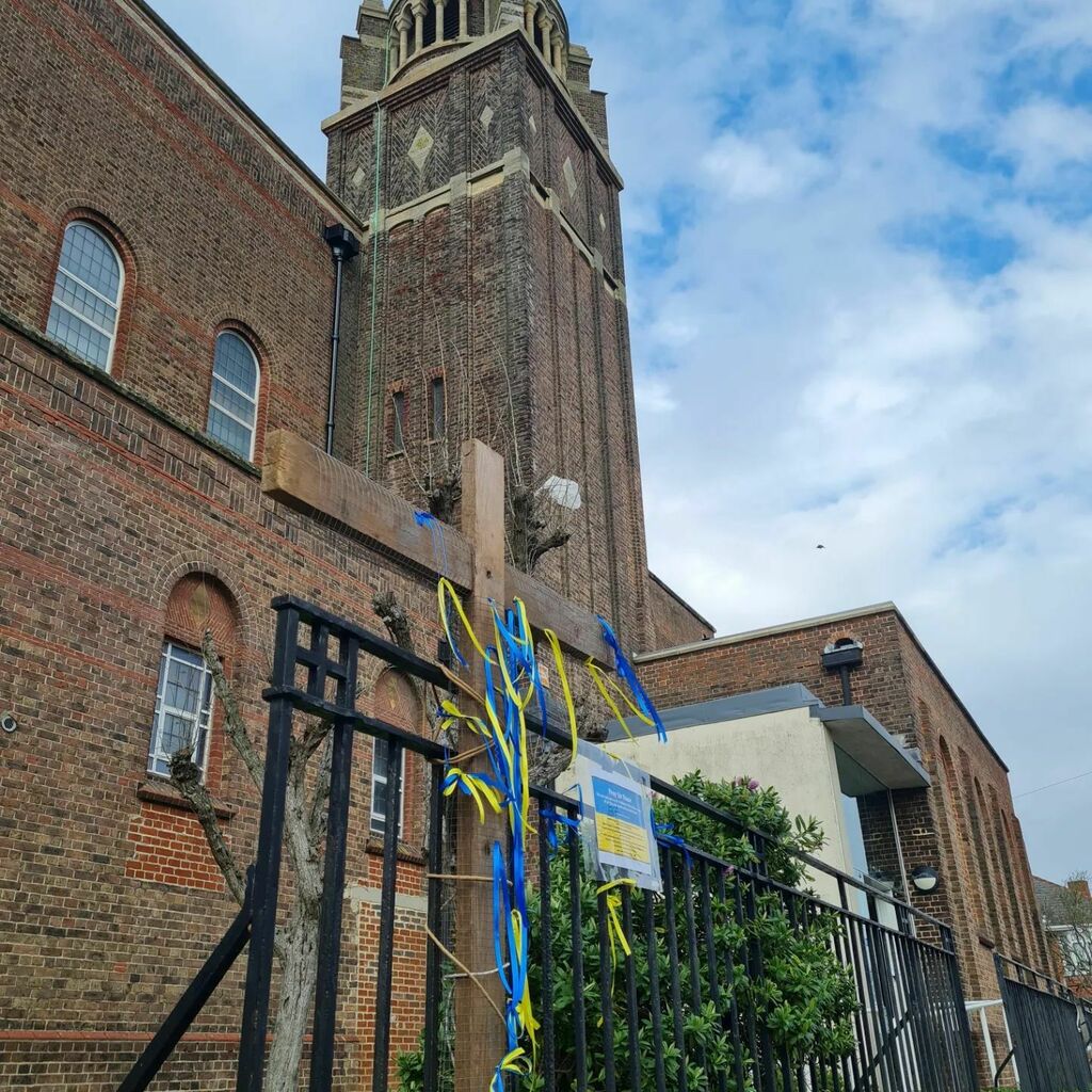 Our cross is outside the church for you to come place a ribbon and pray for peace in Ukraine. 

There is also a donations box inside the church

In these uncertain times, our church community strives to be a place of pray and support for the world and ou… instagr.am/p/Ca6_JEgIJeI/